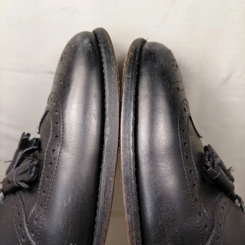 Allen Edmonds Chambray Mens‎ 11 B Black Leather Tassel Wingtip Loafers 6204